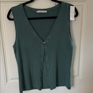 Abercrombie & Fitch Teal Sleeveless vest. NWT Gold buttons